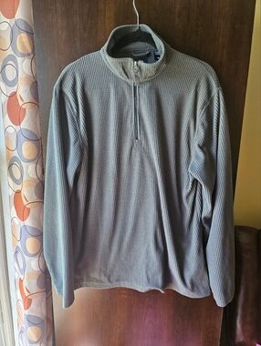 Chaps Men's Gray Quartet Zip-Neck Waffle Knit Pullover Size Mediun